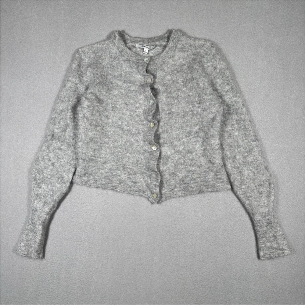 Madewell Ribbed Alpaca Cardigan Sweater Women’s Large(true Sz Small) Gray Button